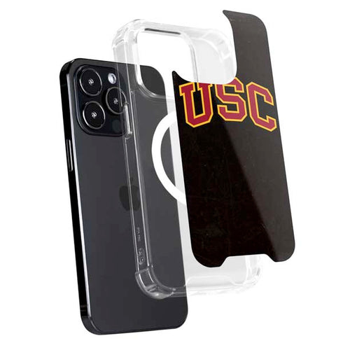 University of Southern California USC Logo Black Distressed iPhone 15 Pro MagSafe Case